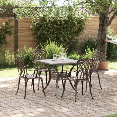 Ensemble de tables de jardin 5 pcs Bronze Aluminium coulé vidaXL