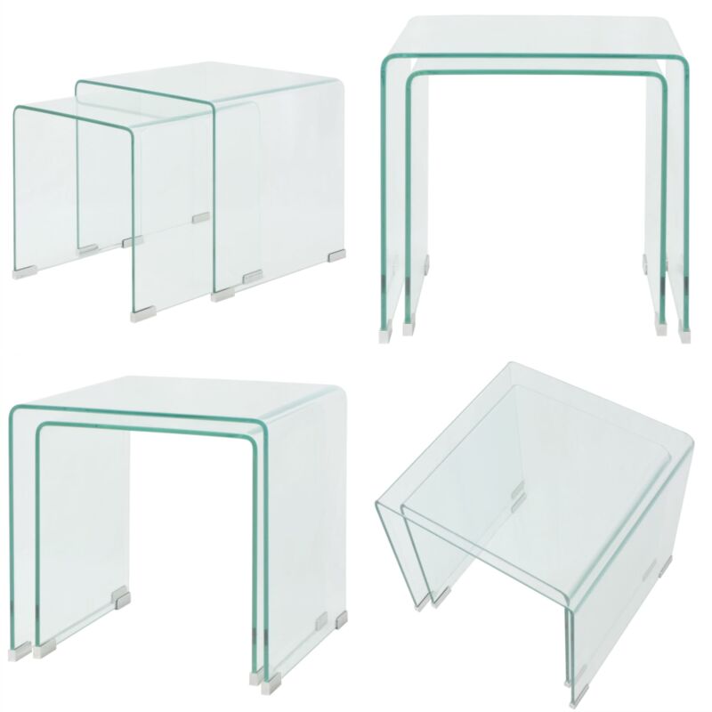 Vidaxl - Ensemble de tables gigognes 2 Pièces Verre trempé Transparent - Table Basse - Ensemble De Tables - Tables Gigognes - Meubles Contemporains