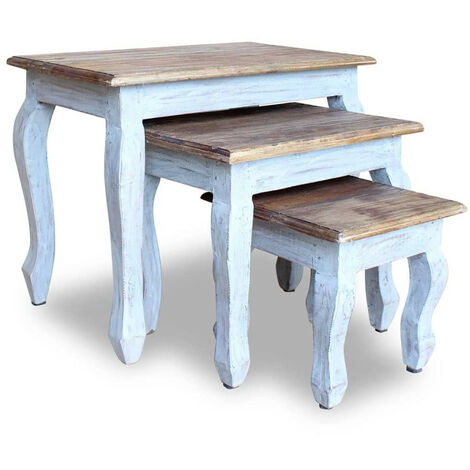 Ensemble de tables gigognes 3 pcs Bois de récupération massif