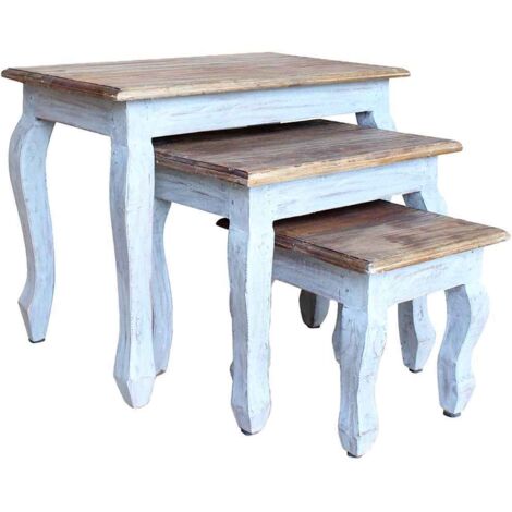 Ensemble de tables gigognes 3 pcs Bois de récupération massif