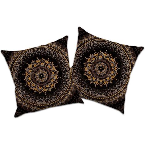 Ensemble de taies d'oreiller style lin pour coussins décoratifs, coussins de canapé, housses de coussin - Imprimé mandala vintage, 50 x 50 cm