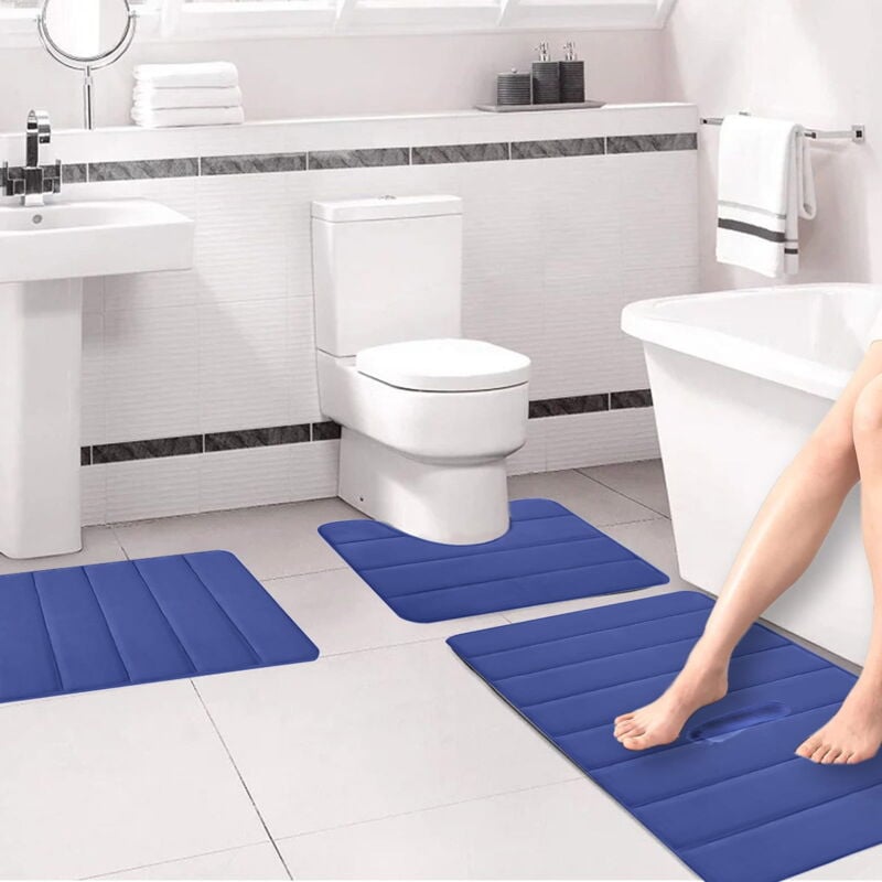 Ensemble de tapis de bain en mousse à mémoire de forme, tapis de salle de bain pour 3 pièces, tapis de toilette universels, doux, confortable,
