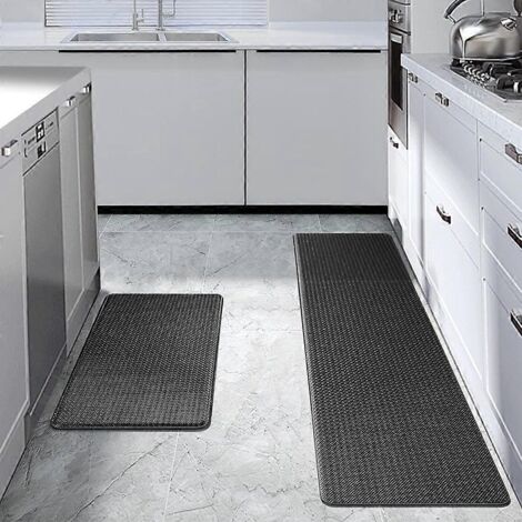 Ensemble de tapis de cuisine, tapis de cuisine, tapis de sol de cuisine, tapis antidérapant lavable, tapis anti-poussière-Perfet noir noir 4575cm【8mm】