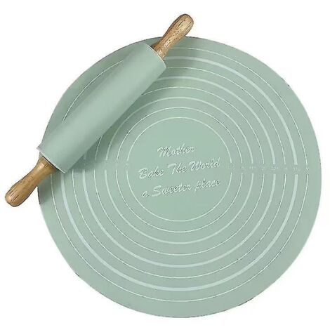 Ensemble de tapis de pâtisserie Botao, rouleau à pâtisserie en silicone avec graduation, manche en bois, rouleaux antiadhésifs pour fondant, pizza, tarte, pâtisserie, pâtes, biscuits.