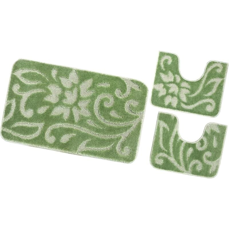 Emmevi Mv S.p.a. - Ensemble de Tapis de Salle de Bain 3 Pièces Couleur Unie Absorbant Doux Antidérapant - Vert