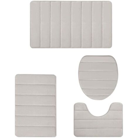 Ensemble de Tapis de Salle de Bain YATLTE 4 Pièces - Tapis de Bain Épais en Mousse à Mémoire, Lavables en Machine - Pour Lavabo, Baignoire, Douche et WC