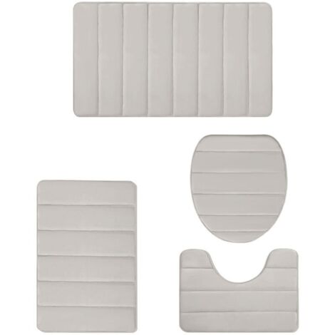 Ensemble de Tapis de Salle de Bain YATLTE 4 Pièces - Tapis de Bain Épais en Mousse à Mémoire, Lavables en Machine - Pour Lavabo, Baignoire, Douche et WC
