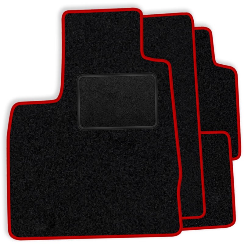 Ensemble de tapis de sol en velours pour Volkswagen Transporter T4 Caravelle sans climatisation 1990-2003 - bordure rouge