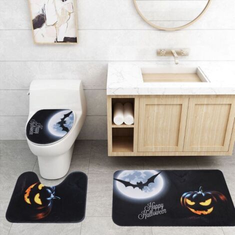 Ensemble de tapis de toilette en Polyester, 3 pièces, Design d'halloween, tapis de porte antidérapant, décoration de la maison