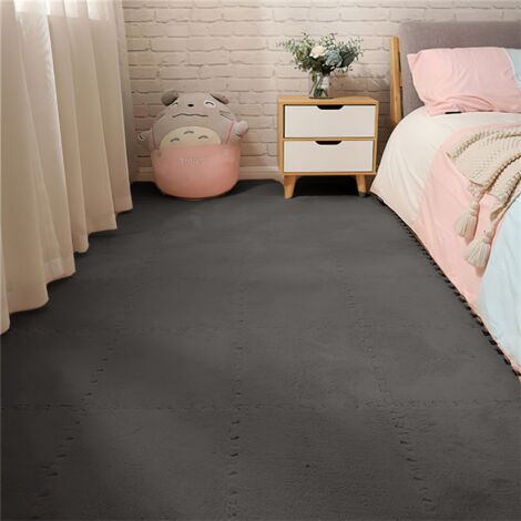 Ensemble de tapis, ensemble de 10 tapis, matériau EVA, découpable, assemblable, lavable, 3030 cm, tapis en velours assemblé, gris foncé.