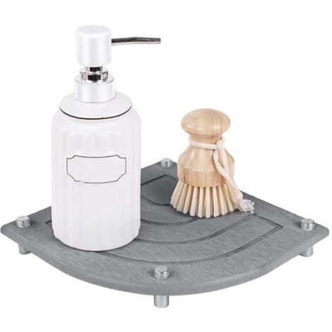 Ensemble de tapis et de plateaux égouttoirs de comptoir avec pieds en métal pour la cuisine, gris