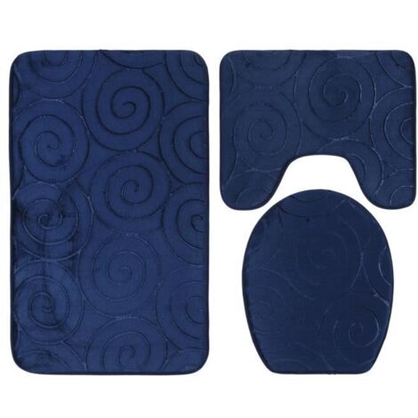 Ensemble de tapis salle de bain de toilette 3 pièces pierre en relief couvercle de toilette