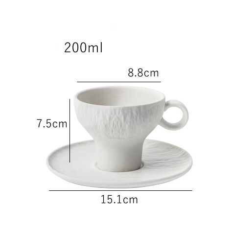 Ensemble de tasses à café en porcelaine noir mat, tasse à thé avec soucoupe, tasse de 200ml,White