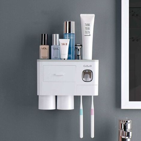Ensemble de tasses de gargarisme d'aspiration magnétique porte - gobelet de brosse à dents porte - objets porte - gobelet de brosse à dents pour couple porte - cylindre à dents mural d'aspiration