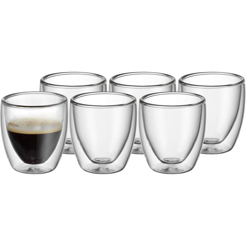 Ensemble de tasses à expresso à double paroi, verres à double paroi 80 ml, effet flottant, verres thermiques, verre à expresso résistant à la chaleur