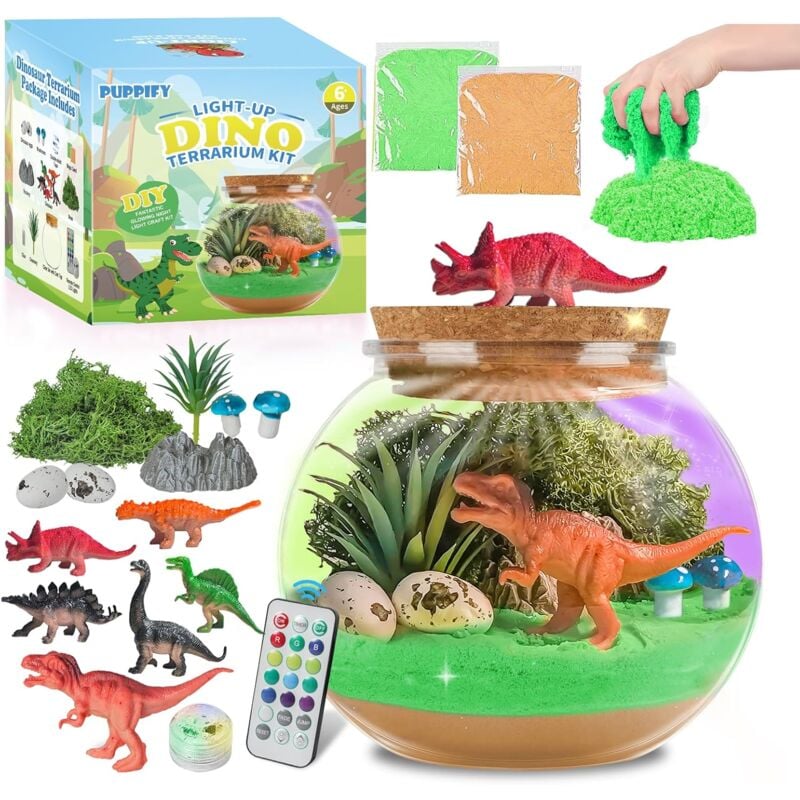 Crea - Ensemble de Terrarium de dinosaures pour enfants, jouets d'art et d'artisanat de dinosaures diy pour garçons, cadeaux de noël