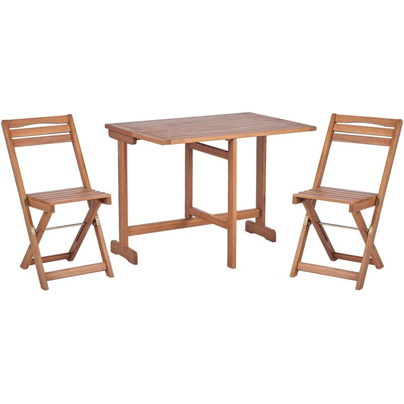 Ensemble Bistrot Rustique de Jardin en Bois d'Acacia 2 Chaises Pliantes Table Extensible Lenola