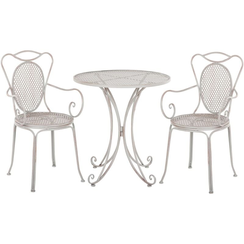 Set de Jardin ou Terrasse Type Bistro 2 Chaises et Petite Table Assortie en Métal Gris Design Classique et Romantique Beliani