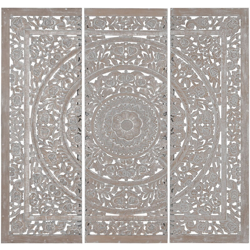 Ensemble de tête de lit en bois coloris gris - longueur 180 x profondeur 3 x Hauteur 180 cm