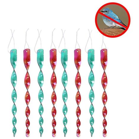 Ensemble de tiges rotatives réfléchissantes anti-oiseaux, chaîne de pluie décorative portable avec 8 pièces