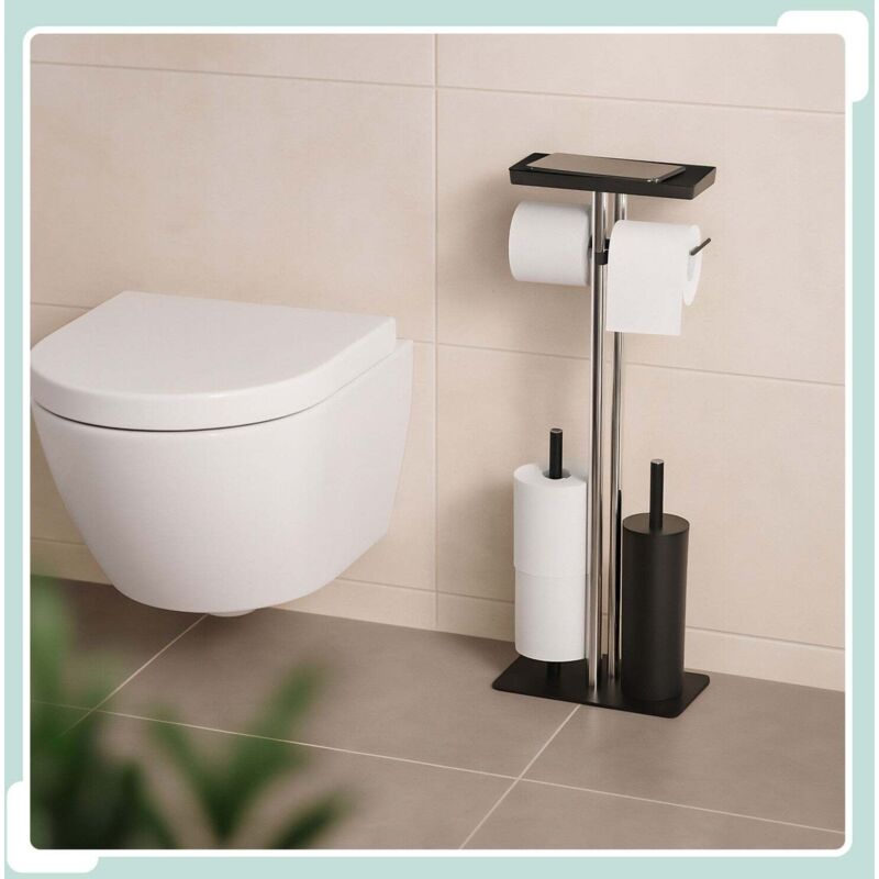 Ensemble de toilette en acier inoxydable avec etagere et support