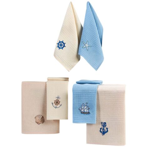 Ensemble de torchons de cuisine Set 100% Coton Multicolore Embroidered