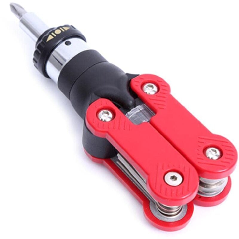 Ensemble de tournevis à cliquet 15 en 1 - Tournevis dynamométrique à cliquet en alliage d'acier au vanadium - Kit d'outils d'entraînement portable