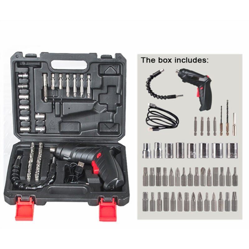 Lifcausal - Ensemble de tournevis électriques 47 pièces Kit de tournevis de perceuse électrique sans fil 3,6 v Outil de réparation portable Outils