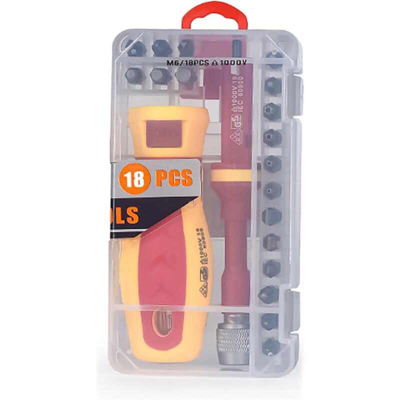 Ensemble de tournevis isolés 18 en 1 pour électricien professionnel Outil de tournevis Embouts d'isolation