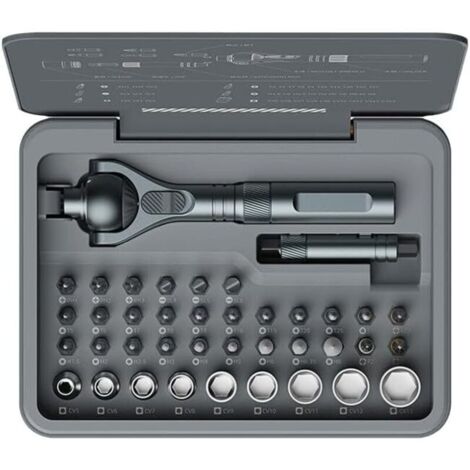 Ensemble de tournevis magnétique multi-bits 40 en 1 avec poignée à ratchet amovible