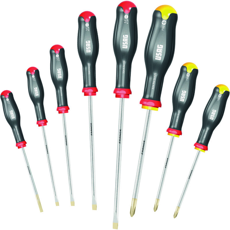 Usag - 324 SH8 Jeu de 8 Tournevis Tournevis à fente Empreinte cruciforme