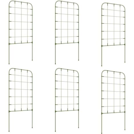 Ensemble de treillis, 6 treillis métalliques pour plantes grimpantes, acier, 40 x 90 cm, vert