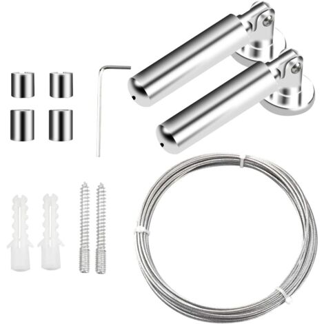 Ensemble de tringle à rideaux, câble de 5 m, corde à linge en acier inoxydable, corde à linge robuste, cordon pour suspendre des tableaux recouvert de PVC-AquaForge