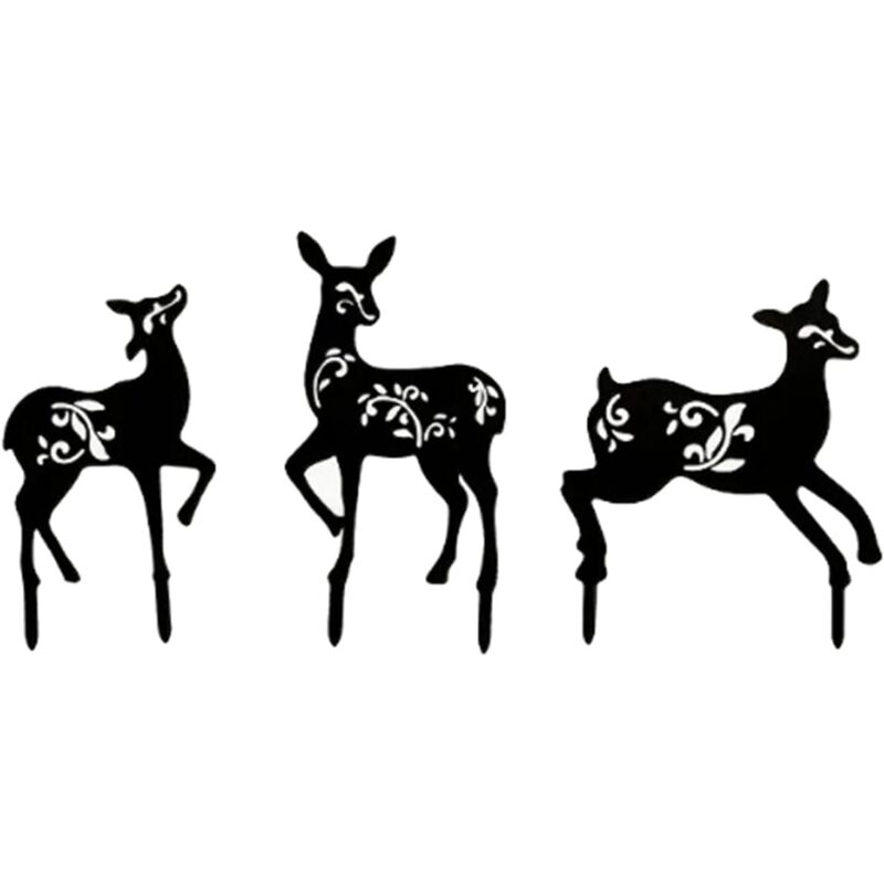 Ensemble de trois pièces de faon en fer forgé, jardin extérieur patio jardinage insertion, silhouette métal logo