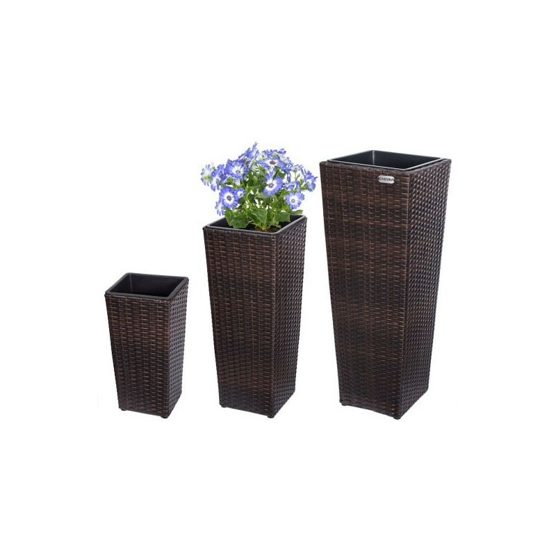 Le Poisson Qui Jardine - Ensemble de trois pots de fleurs hauts couleur brun foncé