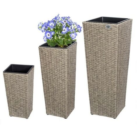 Ensemble de trois pots de fleurs hauts couleur crème