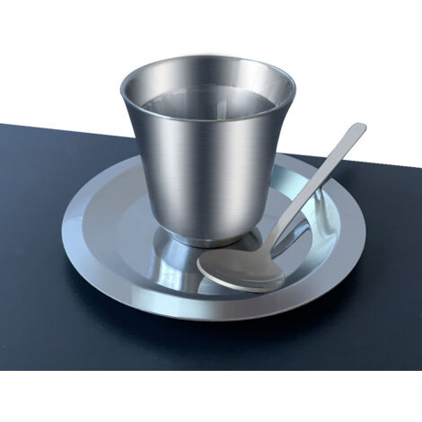 Ensemble de trois tasses à café italiennesMug à café/bière en acier inoxydable 304 avec bouteille d'eau isotherme double paroi pour le camping, la cafetière et les déplacements