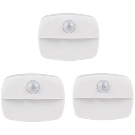 Ensemble de trois veilleuses LED à capteur, appliques murales sans fil alimentées par batterie, adaptées aux escaliers, couloirs, salles de bains, placards et autres zones.