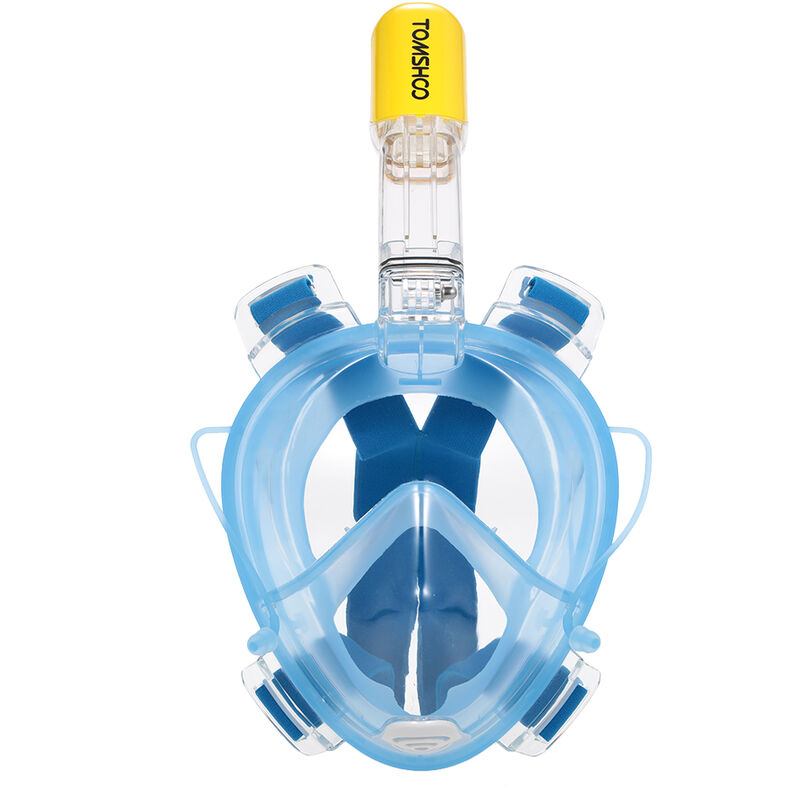 Ensemble De Tuba Avec Lunettes De Plongee Seche Complete Pour Adultes, Avec Support Gopro, Bleu, Taille S/M