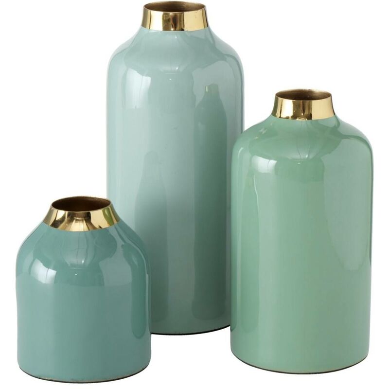 Boltze Gruppe - Ensemble de vases bleus avec détails dorés, ensemble de 3 pièces