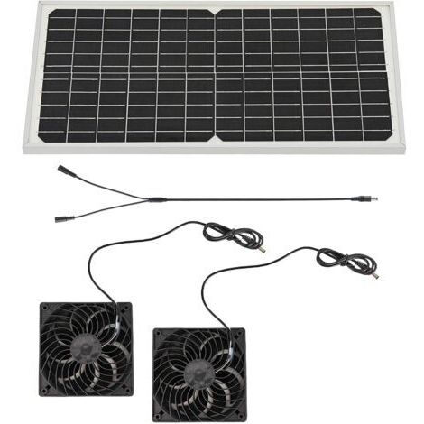 Ensemble de ventilateurs de refroidissement à panneau solaire 16 W en silicium monocristallin pour animaux de compagnie, poulaillers et serres