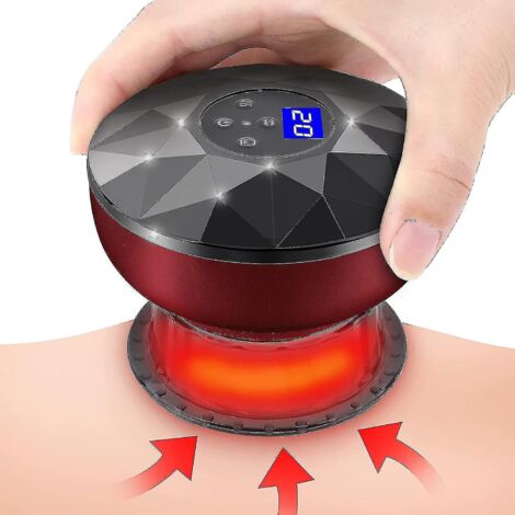 Ensemble de ventouses électriques, masseur à ventouses sous vide, ensemble de thérapie par ventouses électriques intelligent avec lumière rouge, rechargeable par USB (rouge)