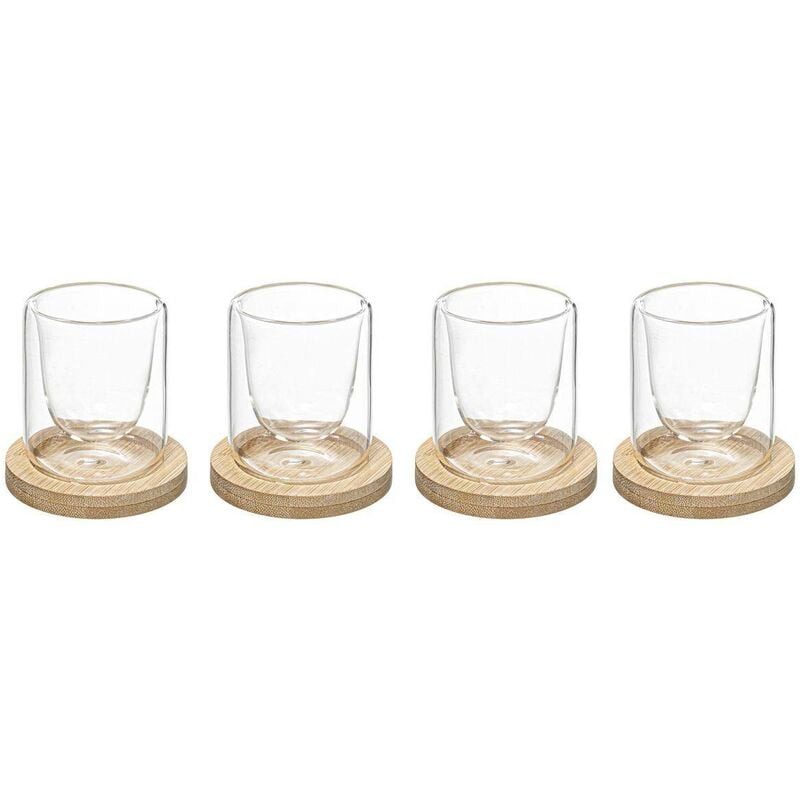 Secret De Gourmet - Ensemble de verres avec sous-verres, 4 pièces
