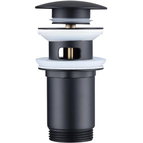 Ensemble De Vidage Noir Mat avec Trop-Plein, Ensemble De Vidage Universel pour évier, Robinet De Vidange en Laiton pour Lavabo/évier