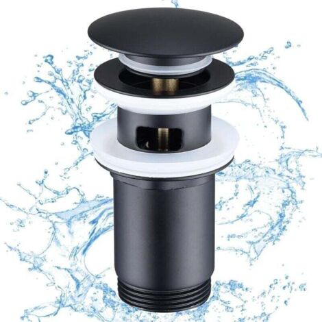Ensemble De Vidage Noir Mat avec Trop-Plein, Ensemble De Vidage Universel pour Vier, Robinet De Vidange en Laiton pour Lavabo/Vier