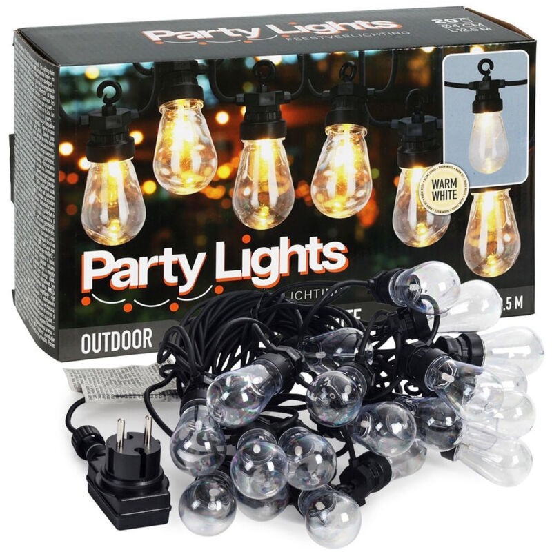 Clairage de fête extérieur 12,5 m 20 ampoules led blanc chaud