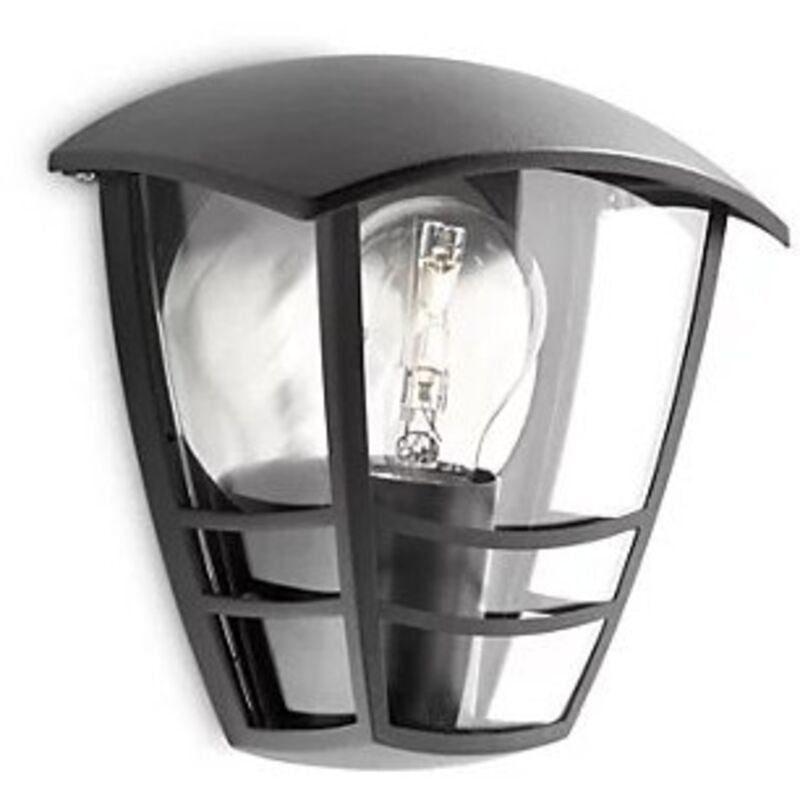 Ensemble d'éclairage extérieur Philips myGarden Creek : Applique murale noire IP44 + Ampoule led ultra-efficace E27 4W (équivalent 60W)