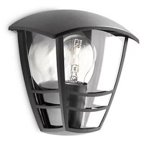 Ensemble d'éclairage extérieur Philips myGarden Creek : Applique murale noire IP44 + Ampoule LED ultra-efficace E27 4W (équivalent 60W)