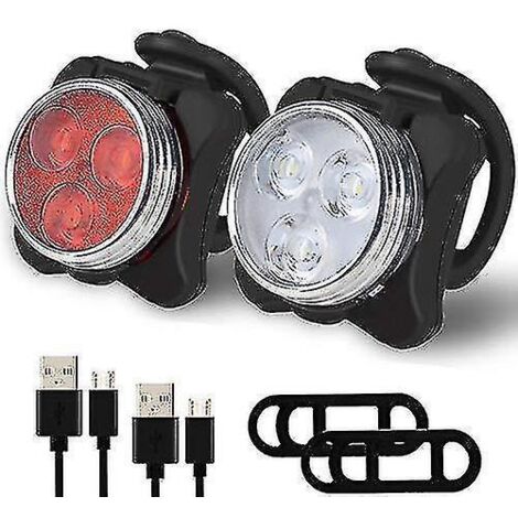 Ensemble d'éclairage pour vélo, éclairages de vélo rechargeables USB ultra-lumineux, éclairage étanche IPX4 pour VTT et vélo de route, feu avant et arrière rechargeables