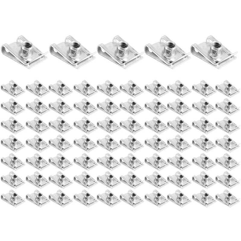 Zoternen - Ensemble d'écrous à clips filetés, Akozon 75 pièces, pince en u pour panneau de carrosserie de carénage, écrous en u M6, fixations